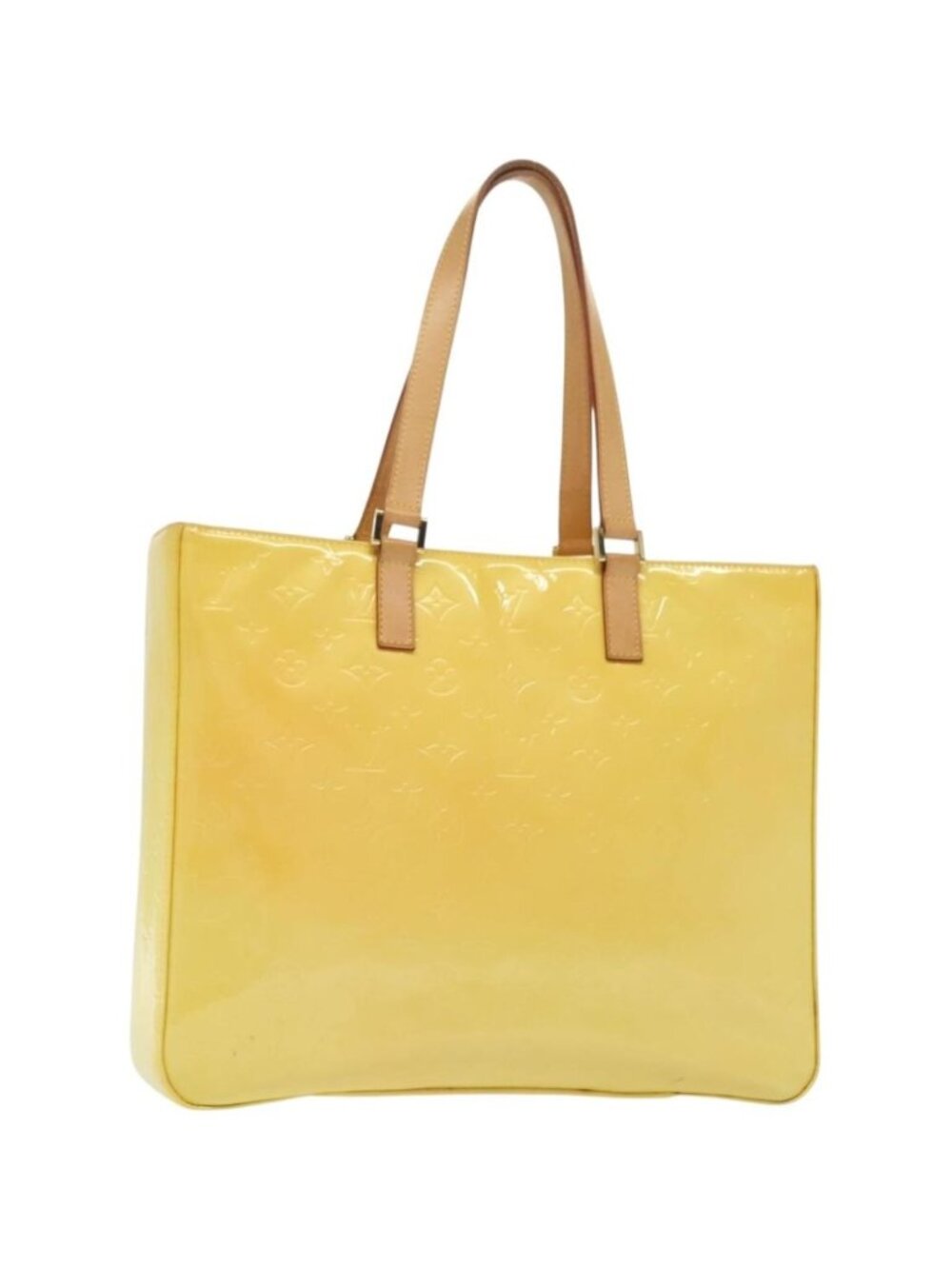 LOUIS VUITTON Monogram Vernis Columbus Tote Bag Lime Yellow M91047